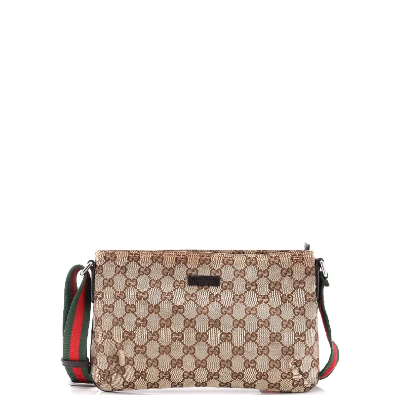 Gucci backpacks for women with a multi - pocket designWeb Strap Messenger Bag GG Canvas Small