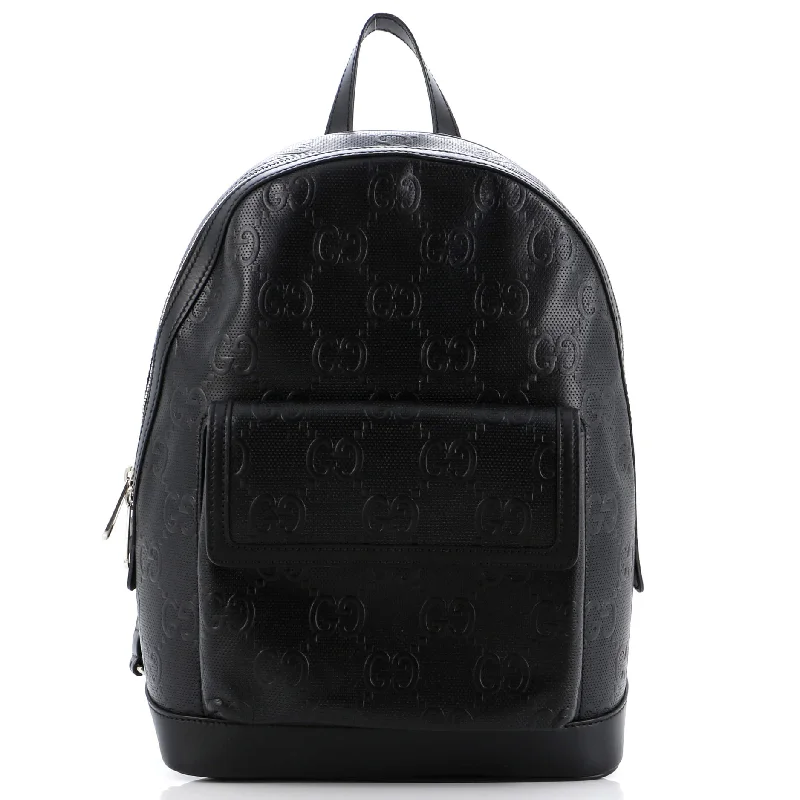 Women Gucci bags with a magnetic snap closure for easy accessPocket Backpack GG Embossed Perforated Leather Large