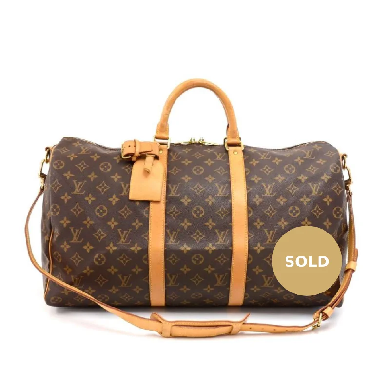 Louis Vuitton Alma bags with a leather - wrapped handle for a luxurious feelKeepall 50 Bandouliere Monogram Canvas Travel Bag with Strap