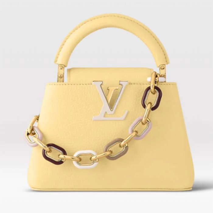 Medium - sized Louis Vuitton tote bags for work and shoppingLouis Vuitton LV Women Capucines Mini Handbag Yellow Taurillon Cowhide Leather