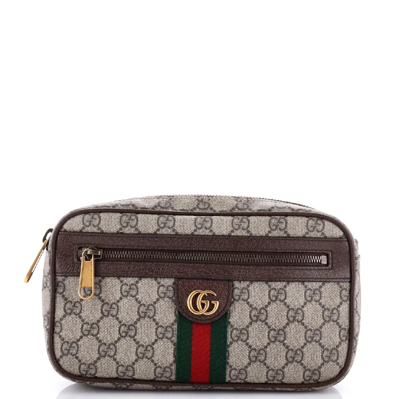 Women Gucci Sylvie bags with a crystal - embellished web stripeOphidia Belt Bag GG Coated Canvas Medium