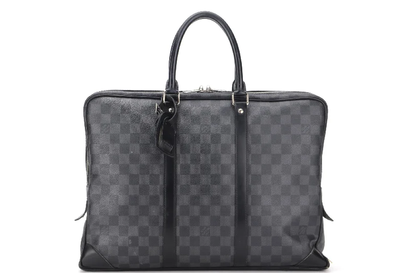 Ladies Louis Vuitton Petite Malle bags with a star - shaped charm for cutenessLOUIS VUITTON N41123 VOYAGE DOCUMENT BAG (BA2130) DAMIER GRAPHITE, WITH DUST COVER