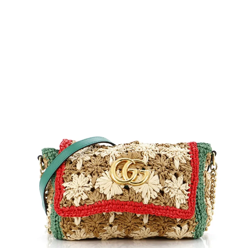 Gucci backpacks for women with a hidden back pocketGG Marmont Flap Bag Raffia Small