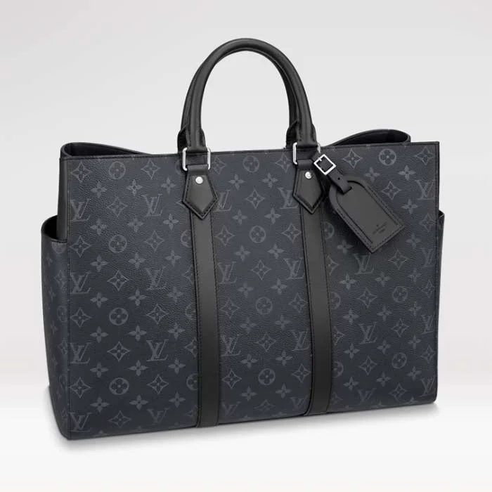 Medium - sized Louis Vuitton tote bags for work and shoppingLouis Vuitton Unisex Sac Plat 24H Monogram Eclipse Coated Canvas Cowhide Leather