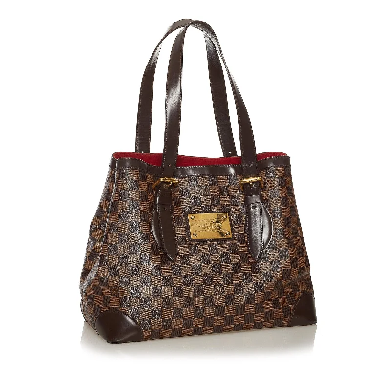 Louis Vuitton bags with a snap - button closure and a decorative charm for styleLouis Vuitton Damier Ebene Hampstead PM (34401)