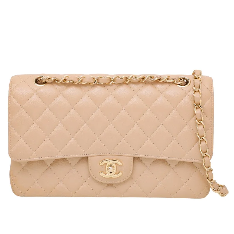 Chanel Quilted Leather Shoulder Bag for FashionistasChanel Beige CC Classic Double Flap Bag Medium