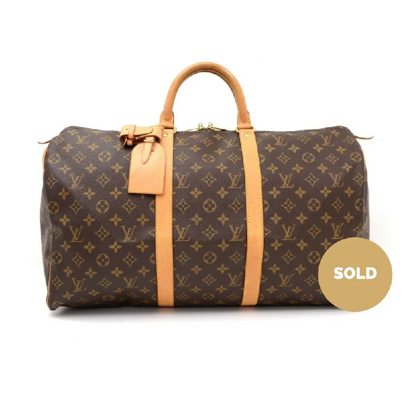 Louis Vuitton Alma bags with a monogram - embossed leather surfaceKeepall 50 Monogram Canvas Travel Bag