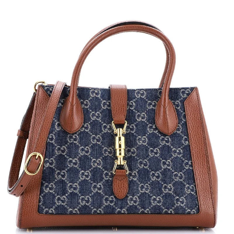 Medium - sized Women Gucci handbags for everyday useJackie 1961 Tote GG Denim and Leather Medium