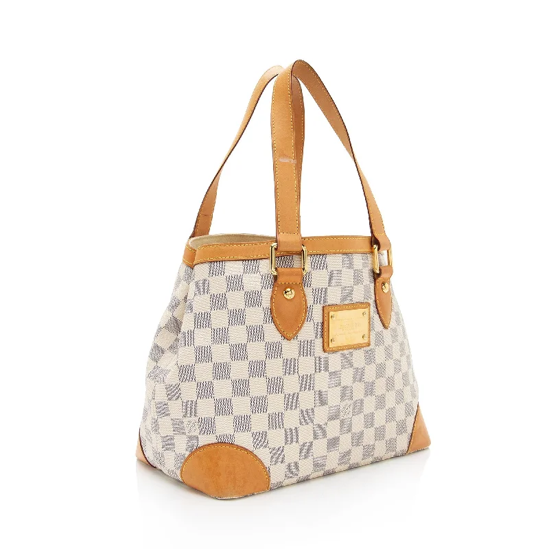 Ladies Louis Vuitton shoulder bags with a single - handle silhouetteLouis Vuitton Damier Azur Hampstead PM Tote (SHF-KiMpmr)