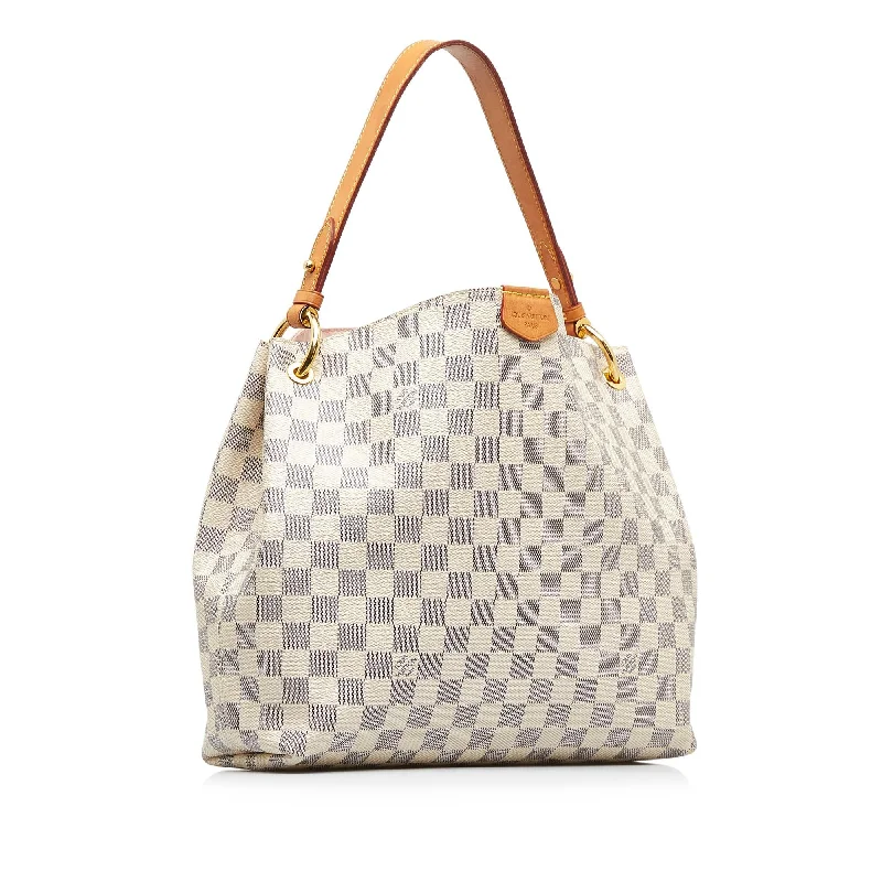 Louis Vuitton crossbody bags in a bold red color for a statementLouis Vuitton Damier Azur Graceful PM (SHG-VolcIs)