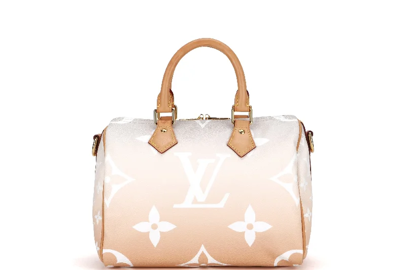 Louis Vuitton bags with a detachable mirror inside for on - the - go touch - upsLOUIS VUITTON SPEEDY BANDOULIERE 25 (M45722) MONOGRAM GIANT GRADIENT, WITH STRAP, CHARM, LOCK, KEYS & DUST COVER