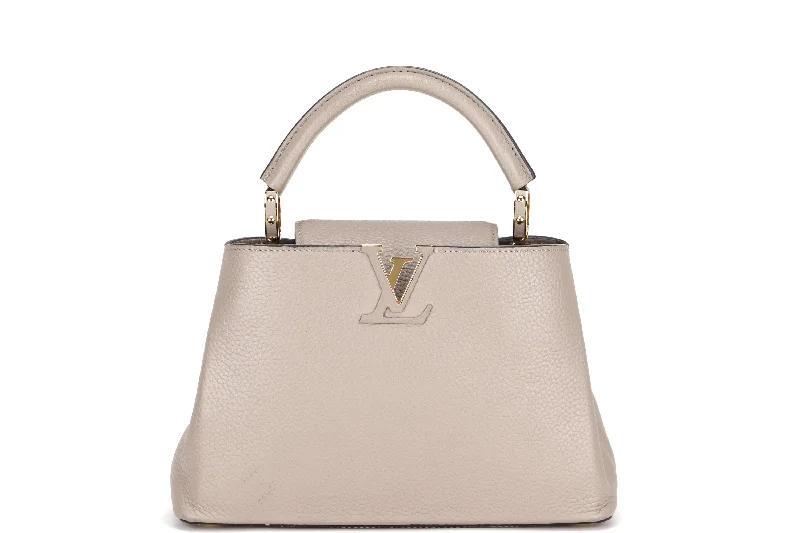 Louis Vuitton bags with a zippered interior pocket for better organizationLOUIS VUITTON M94634 CAPUCINE BB (MI0166) GALET COLOR TAURILLON LEATHER GOLD HARFDWARE, WITH STRAP & DUST COVER