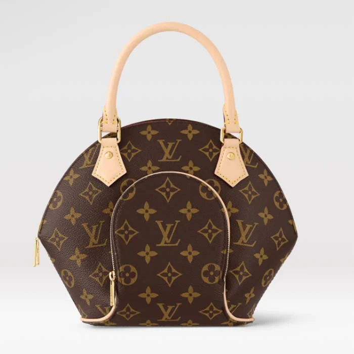 Ladies Louis Vuitton Capucines bags with gold - toned hardwareLouis Vuitton Women LV Ellipse PM Handbag Brown Monogram Coated Canvas Cowhide