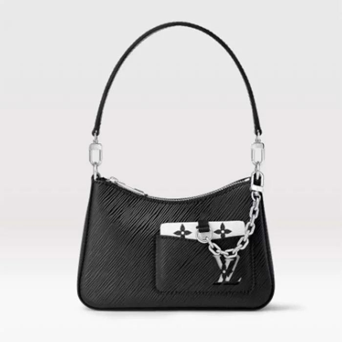 Louis Vuitton tote bags with a double - handle and shoulder - strap optionLouis Vuitton Women LV Marellini Handbag Black Epi Grained Cowhide Leather