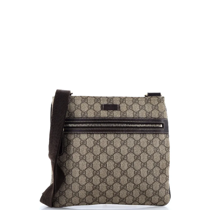 Gucci tote bags for women with a spacious interiorFront Zip Flat Messenger Bag GG Coated Canvas Medium