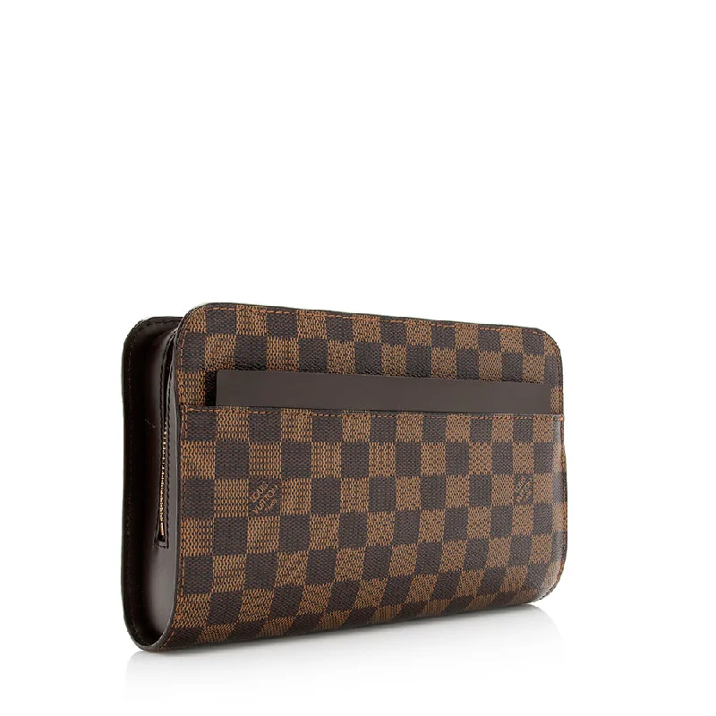 Louis Vuitton bags with a zippered interior pocket for better organizationLouis Vuitton Damier Ebene Saint Louis Wristlet Clutch (20614)