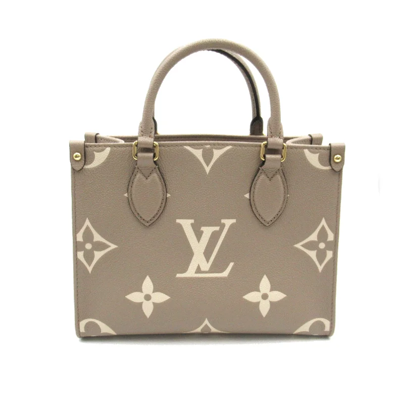 Ladies Louis Vuitton shoulder bags with a single - handle silhouetteLouis Vuitton On the Go PM Beige Turtle claim Monogram empreinte leather M45779