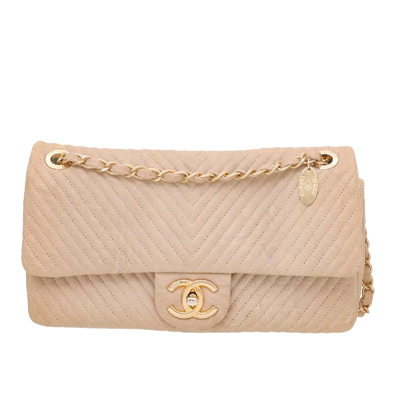 Chanel Medium Tote Bag for Office LadiesChanel Beige CC Medallion Charm Chevron Flap Bag