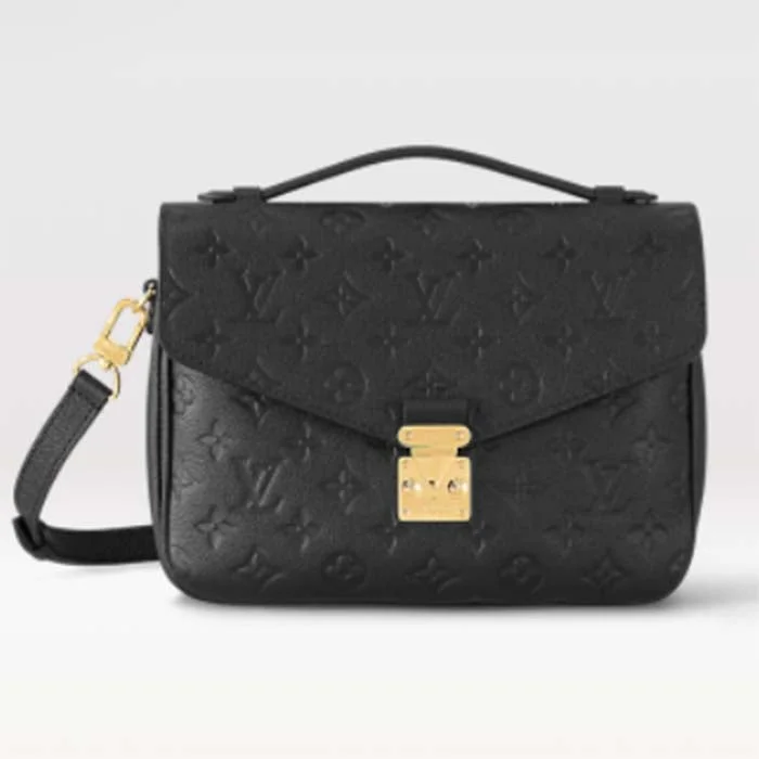 Ladies Louis Vuitton Petite Malle bags with a star - shaped charm for cutenessLouis Vuitton LV Women Pochette Métis Bag Black Monogram Grained Cowhide Leather