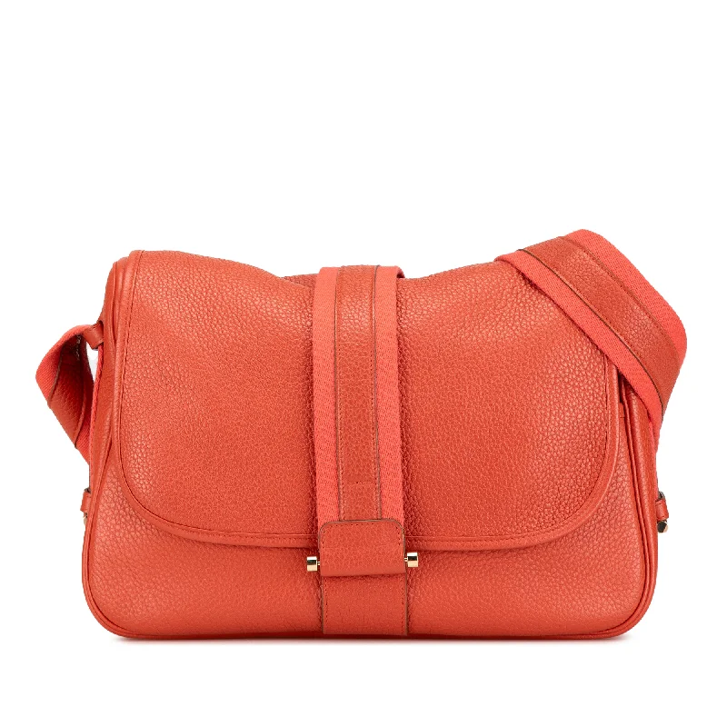 Compact Hermes Herbag Zip for Effortless CarryingRed Hermès Taurillon Clemence Bourlingue Crossbody Bag