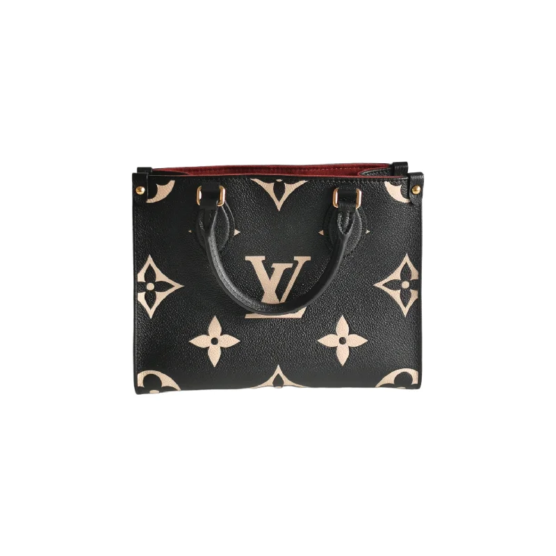 Louis Vuitton handbags with a metal - framed clasp for durabilityLouis Vuitton Onthego PM Black Monogram Empreinte Leather