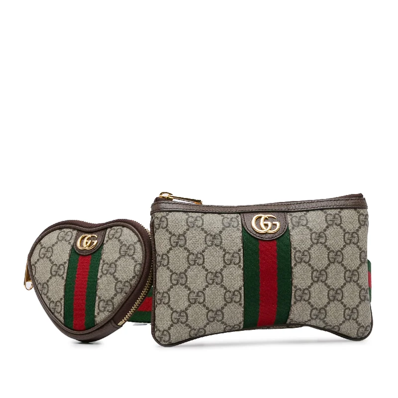 Gucci Marmont bags for women with gold - toned hardwareBrown Gucci GG Supreme Ophidia Heart Belt Bag