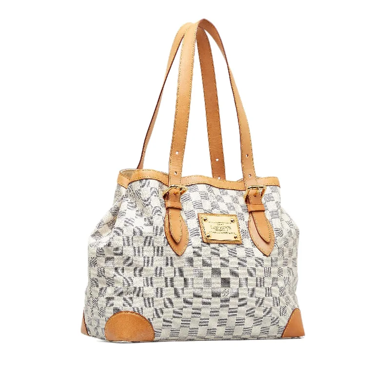 Ladies Louis Vuitton shoulder bags with a tassel decoration for charmLouis Vuitton Damier Azur Hampstead MM (SHG-kaC4mf)