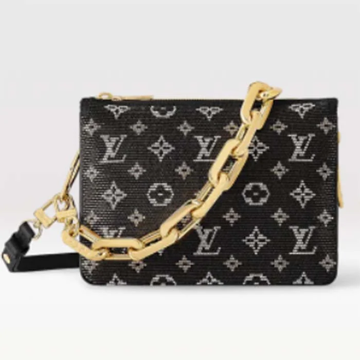 Medium - sized Louis Vuitton tote bags for work and shoppingLouis Vuitton LV Women Coussin BB Handbag Black Glass Beads Polyester Satin