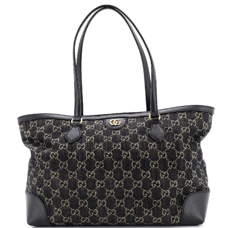 Women Gucci Sylvie bags with a detachable ribbon detailOphidia Shopping Tote GG Denim Medium