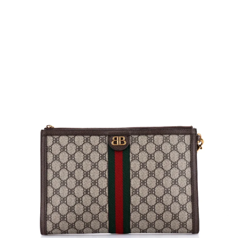 Women Gucci Sylvie bags with a monogram - embossed leatherx Gucci The Hacker Project Web Wristlet Clutch BB Coated Canvas