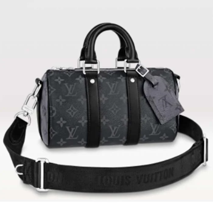 Louis Vuitton bags with a detachable mirror inside for on - the - go touch - upsLouis Vuitton LV Unisex Keepall Bandoulière 25 Monogram Eclipse Reverse Coated Canvas