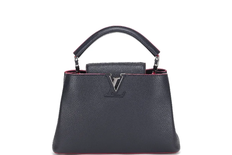 Louis Vuitton bags with a snap - button closure and a decorative charm for styleLOUIS VUITTON CAPUCINS BB (AR1105) MARINE ROUGE COLOR TAURILLON LEATHER SILVER HARDWARE, WITH STRAP & DUST COVER