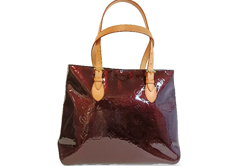 Louis Vuitton handbags with a beaded trim for a touch of glamourLOUIS VUITTON M91994 BRENTWOOD TOTE (FL2077) BURGUNDY VERNIS GOLD HARDWARE, WITH DUST COVER