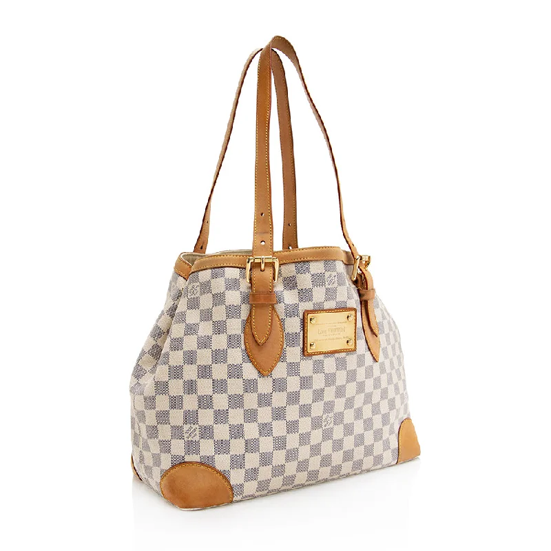 Ladies Louis Vuitton shoulder bags with a wide - width strap for comfortLouis Vuitton Damier Azur Hampstead MM Tote (SHF-21018)