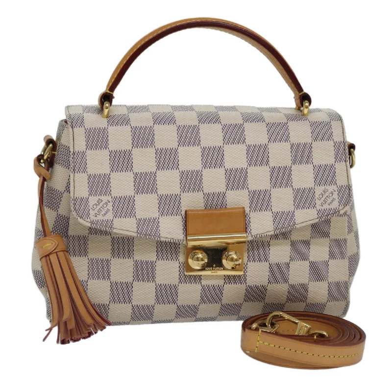 Ladies Louis Vuitton shoulder bags with a wide - width strap for comfortLOUIS VUITTON Damier Azur Croisette Hand Bag 2way N41581 LV Auth 87754