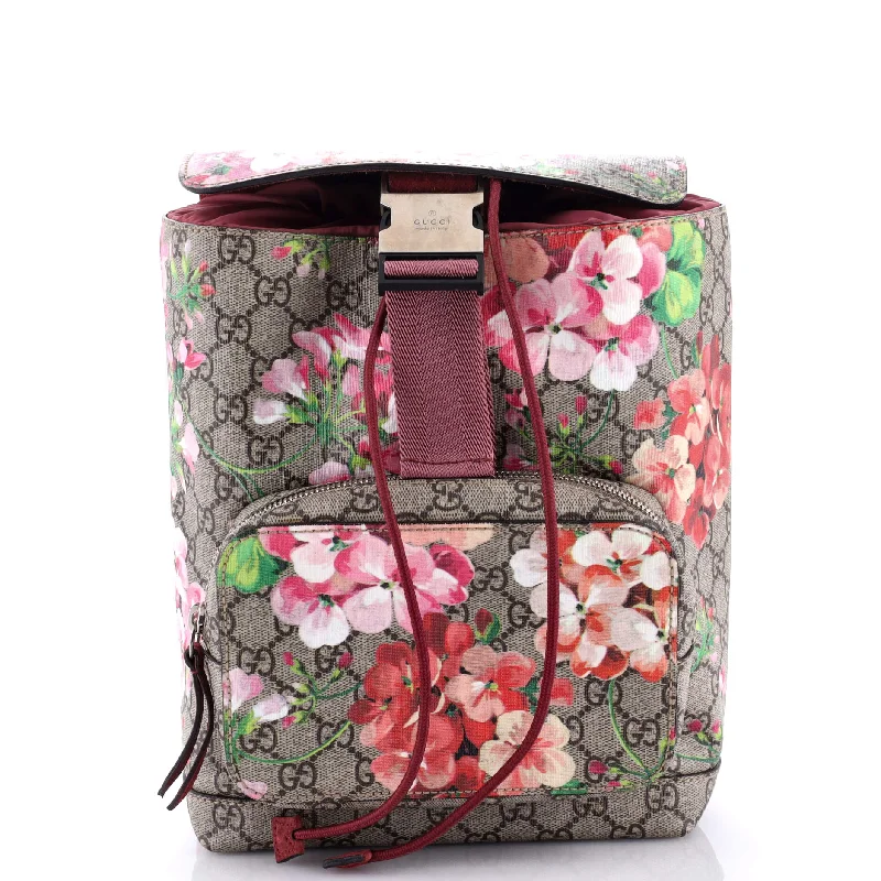 Medium - sized Women Gucci handbags for everyday useBuckle Backpack Blooms Print GG Coated Canvas Small