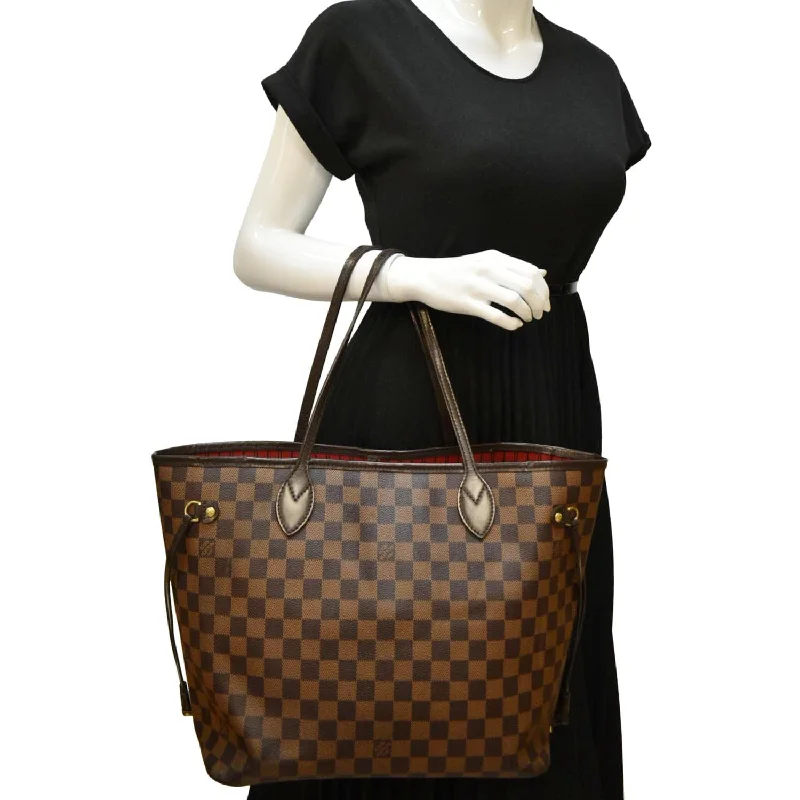 Ladies Louis Vuitton shoulder bags with a magnetic - closure flap for easeLouis Vuitton Neverfull MM Damier Ebene Tote Bag Brown