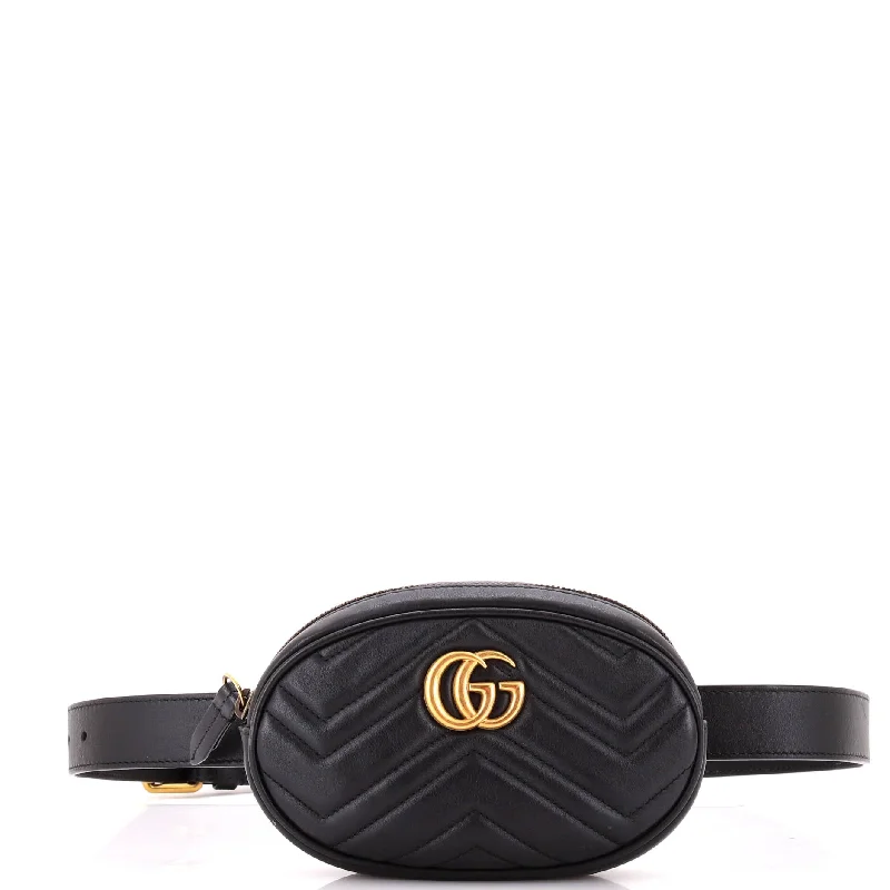 Ladies Gucci shoulder bags with a wide - width strapGG Marmont Belt Bag Matelasse Leather