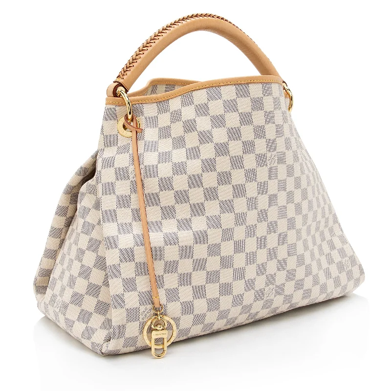 Ladies Louis Vuitton Capucines bags with a detachable shoulder strapLouis Vuitton Damier Azur Artsy MM Shoulder Bag (SHF-naUphr)