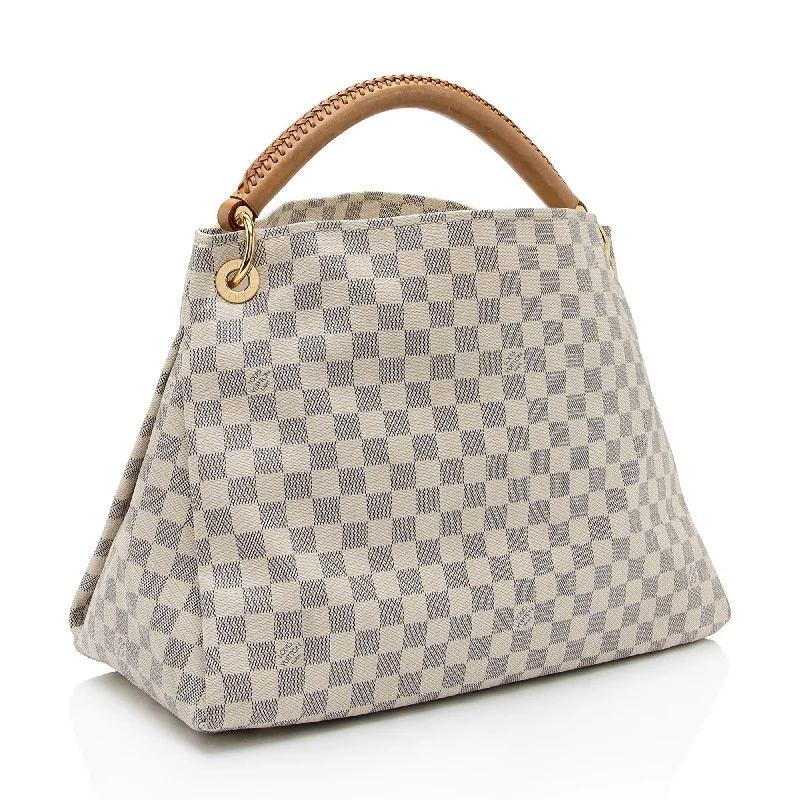 Ladies Louis Vuitton shoulder bags with a wide - width strap for comfortLouis Vuitton Damier Azur Artsy MM Shoulder Bag (SHF-gtkVng)