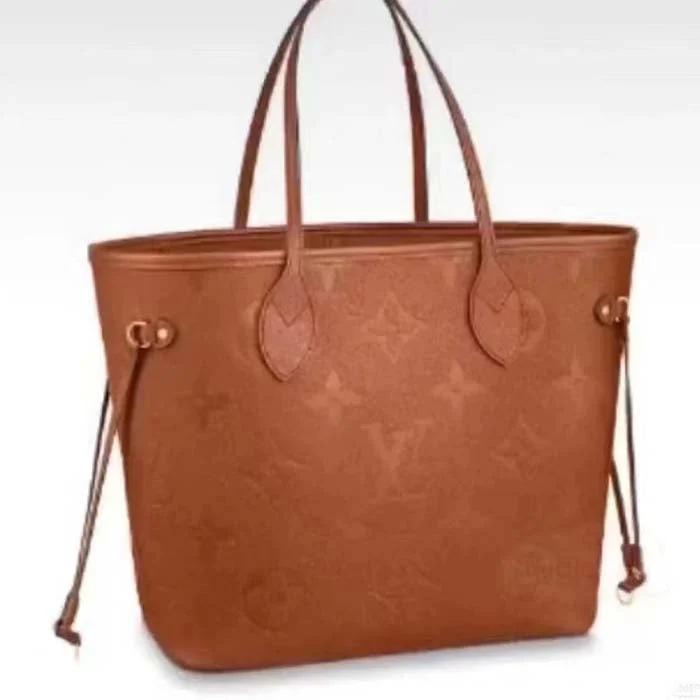 Ladies Louis Vuitton Petite Malle bags with a star - shaped charm for cutenessLouis Vuitton LV Women Neverfull MM Tote Brown Embossed Cowhide Leather