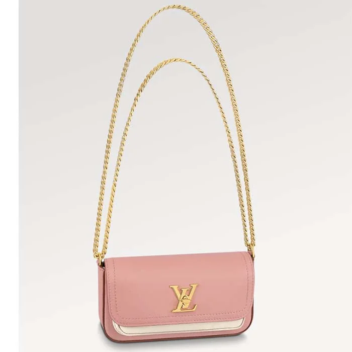 Louis Vuitton crossbody bags with a keychain holder for practicalityLouis Vuitton LV Women Lockme Tender Pochette Trianon Pink Quartz White Grained Calf