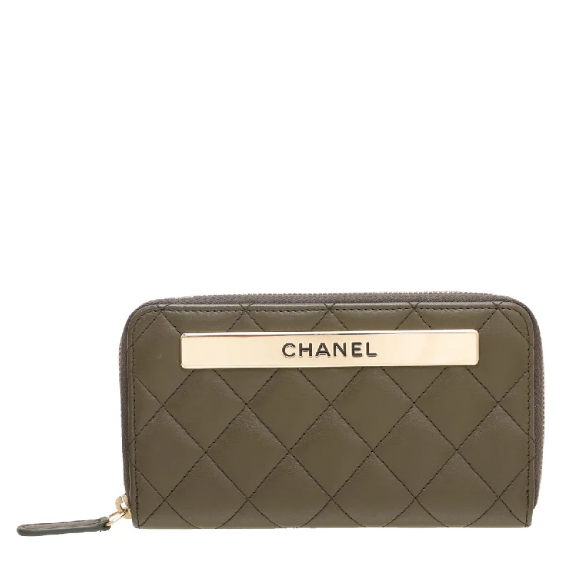 Chanel Limited Edition Handbag for CollectorsChanel Khaki Green Trendy Zip Around Small Wallet