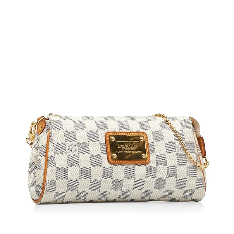 Ladies Louis Vuitton handbags with a detachable coin purse insideLouis Vuitton Damier Azur Eva (SHG-FncCiq)