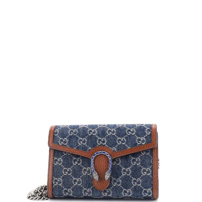 Ladies Gucci Dionysus bags with a chain - link shoulder strapDionysus Bag GG Denim Mini