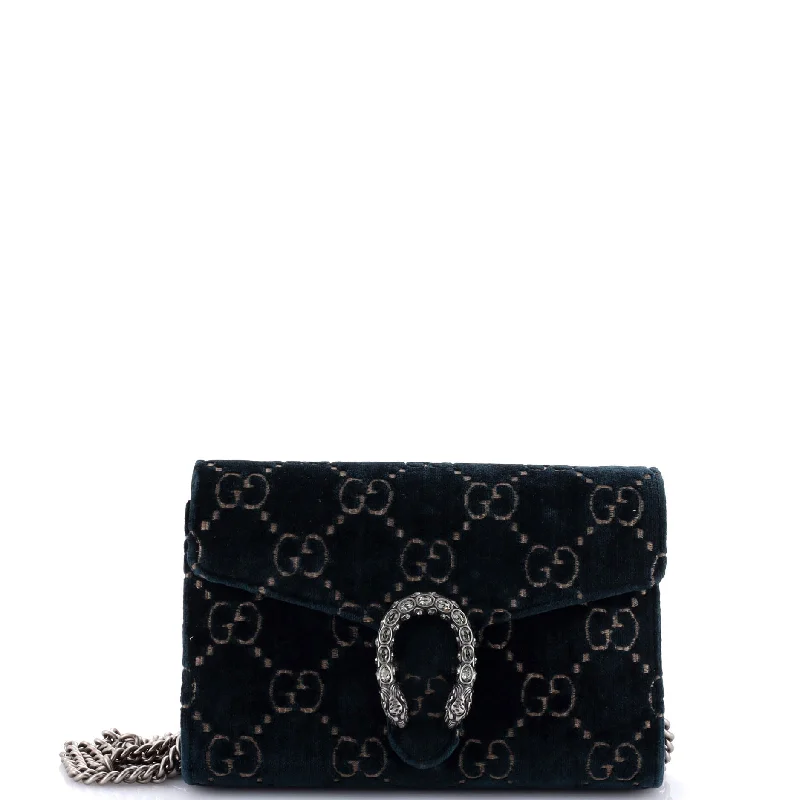 Women Gucci backpacks with a luxurious leather finishDionysus Chain Wallet GG Velvet Small