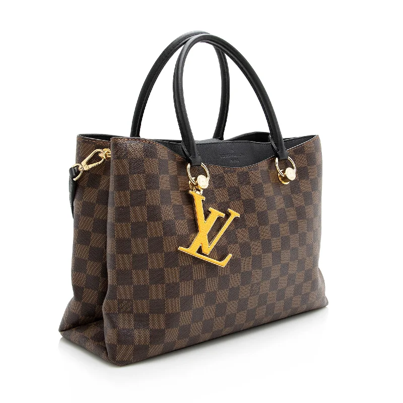 Louis Vuitton bags with a magnetic snap closure for easy accessLouis Vuitton Damier Ebene Riverside Tote (22376)