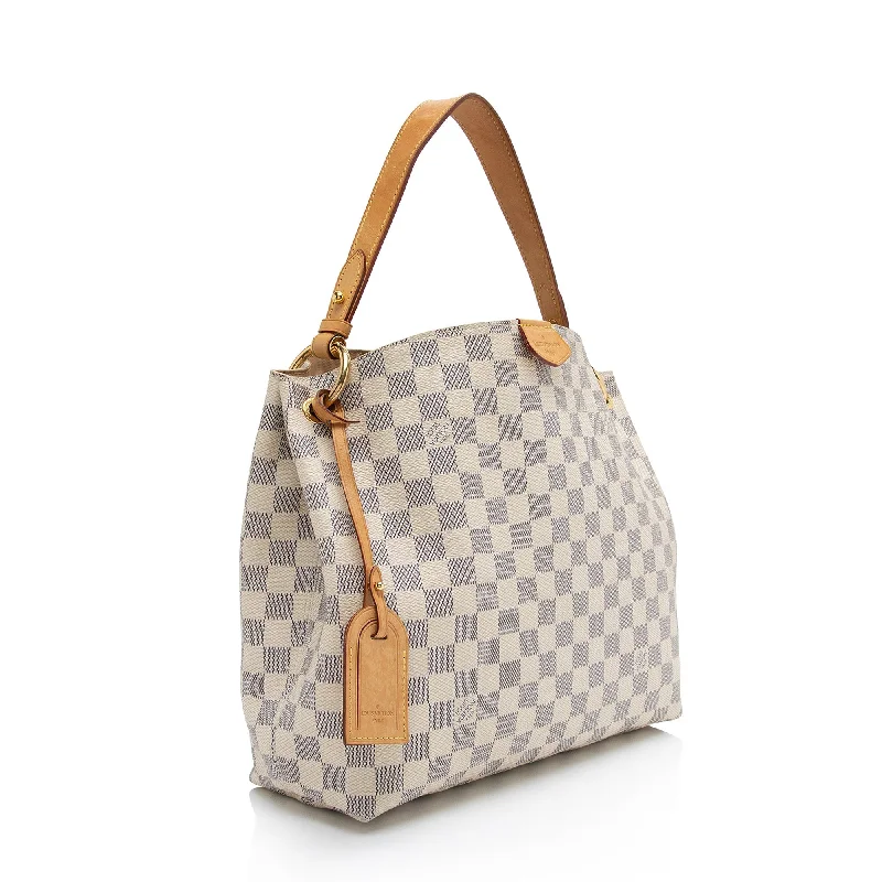 Louis Vuitton bags with a front - flap pocket for quick - access itemsLouis Vuitton Damier Azur Graceful PM Hobo (SHF-hko0ik)