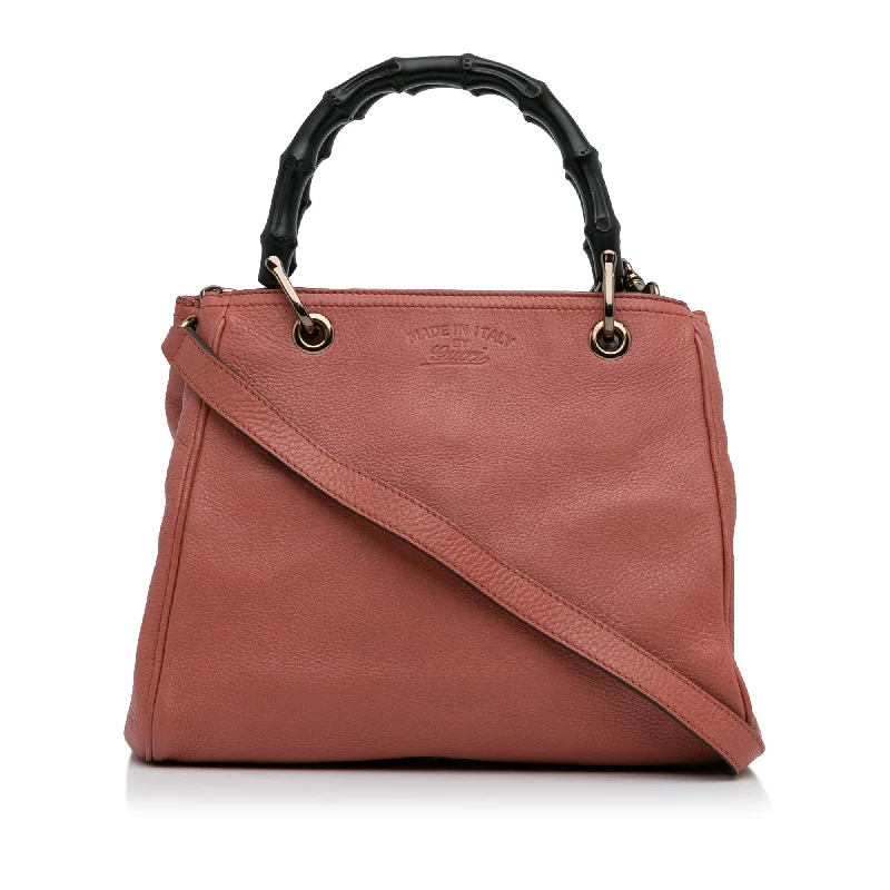 Small - sized Women Gucci shoulder bags for evening outingsPink Gucci Small Bamboo Shopper Satchel