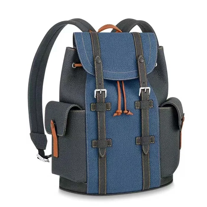 Louis Vuitton tote bags with a water - resistant coating for outdoor useLouis Vuitton LV Unisex Christopher MM Backpack Denim Blue Navy Taurillon Leather